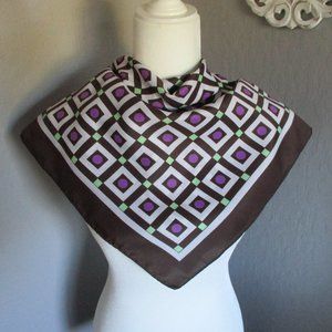 1980s brown & purple patchwork square scarf
